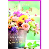 Geburtstag bunte Blumen in Zinkwanne Schön dass es...