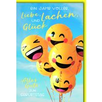 Geburtstag Smileyluftballons Jahr voller Liebe Lachen...