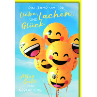 Geburtstag Smileyluftballons Jahr voller Liebe Lachen...