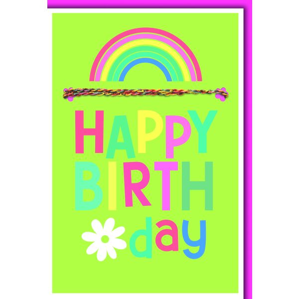 Geburtstag Armband Regenbogen Happy Birthday Glückwunschkarte mit Umschlag