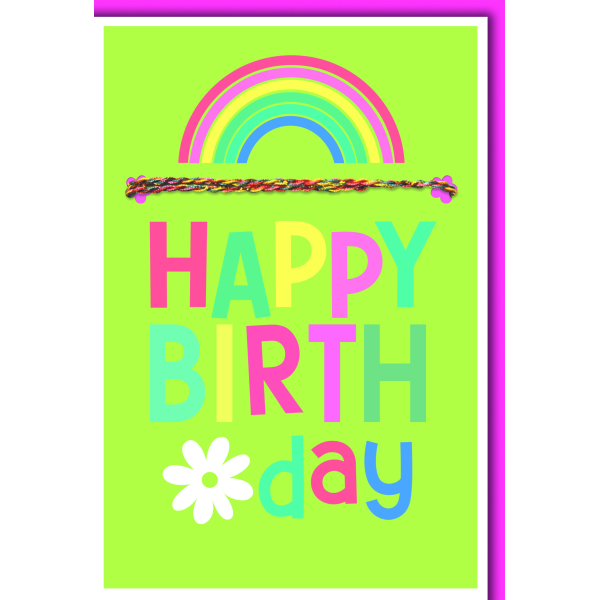 Geburtstag Armband Regenbogen Happy Birthday Glückwunschkarte mit Umschlag