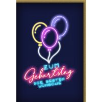 Geburtstag Neon-Luftballons auf schwarz beste...