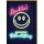 Geburtstag Neon-Smiley auf schwarz Lächle Glückwunschkarte mit Umschlag
