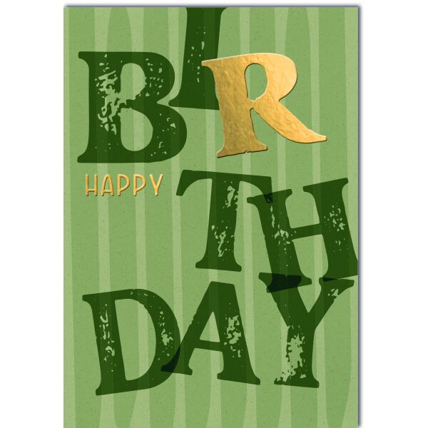 Geburtstag A4 Schrift auf Streifen Happy Birthday Große DIN-A4-Karte mit Umschlag XXL-Karte