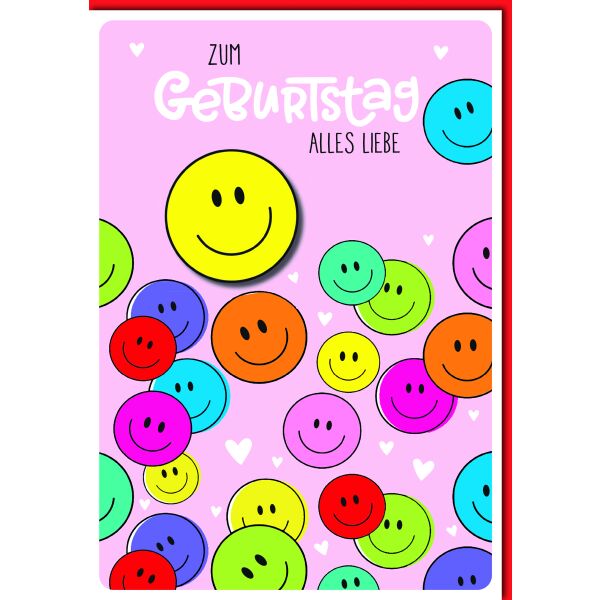 Geburtstag A4 Smileys und Herzchen alles Liebe Große DIN-A4-Karte mit Umschlag XXL-Karte