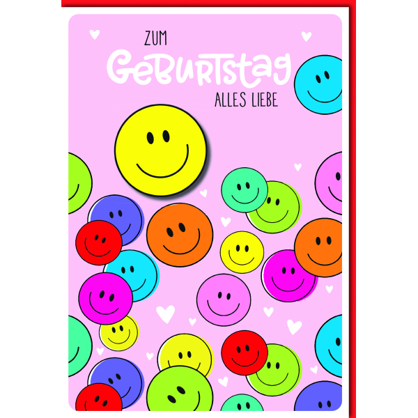 Geburtstag A4 Smileys und Herzchen alles Liebe Große DIN-A4-Karte mit Umschlag XXL-Karte