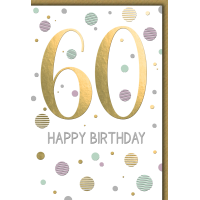 60. Geburtstag Zahl gold und Punkte Happy Birthday...