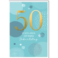 50. Geburtstag A4 Kreise Punkte blau besten Wünsche...