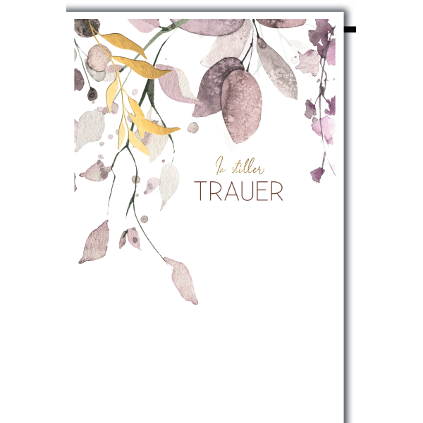 Trauer In stiller Trauer Blätter Kondolenz Beileidskarte mit Umschlag