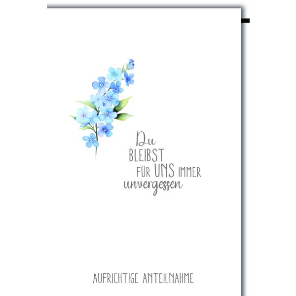 Trauer Aufrichtige Anteilnahme Zweig Du bleibst unvergessen Kondolenz Beileidskarte mit Umschlag