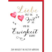 Hochzeitskarten Herzluftballons rot Liebe Zeit Ewigkeit...