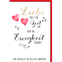Hochzeitskarten Herzluftballons rot Liebe Zeit Ewigkeit...