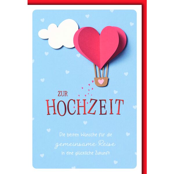 Hochzeitskarten Herzheißluftballon rot gemeinsame Zukunft Glückwunschkarte mit Umschlag