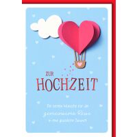 Hochzeitskarten Herzheißluftballon rot gemeinsame...