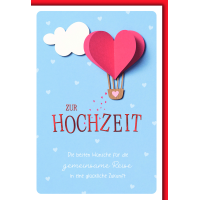 Hochzeitskarten Herzheißluftballon rot gemeinsame...
