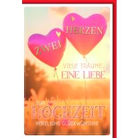 Hochzeitskarten Herzluftballons Sonnenuntergang viele...