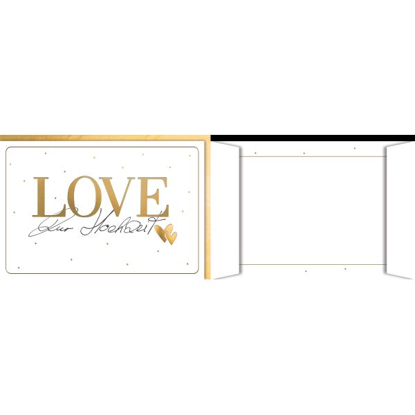 Hochzeitskarten Herzen gold Love Glückwunschkarte mit Umschlag