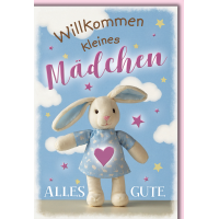 Baby Hase Herz pink Geburt Mädchen Willkommen...