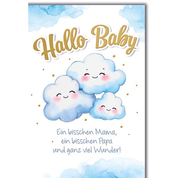 Baby Wölkchen Geburt ein bisschen Mama Papa Glückwunschkarte mit Umschlag