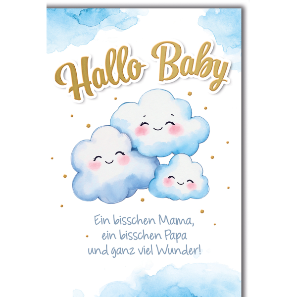 Baby Wölkchen Geburt ein bisschen Mama Papa Glückwunschkarte mit Umschlag