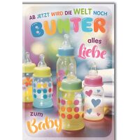 Baby Nuckelfläschchen Geburt Welt wird bunter...