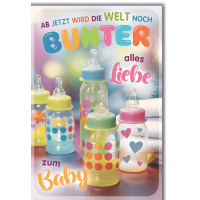 Baby Nuckelfläschchen Geburt Welt wird bunter...