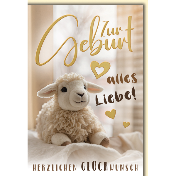 A Baby Plüsch-Lamm Geburt alles Liebe Glückwunschkarte mit Umschlag
