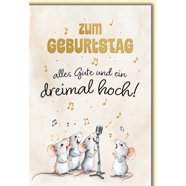 Geburtstag Mäusechor alles Gute und dreimal hoch Glückwunschkarte mit Umschlag