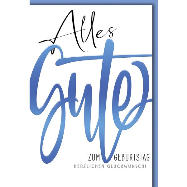 Geburtstag Schrift blau Alles Gute Glückwunschkarte mit Umschlag