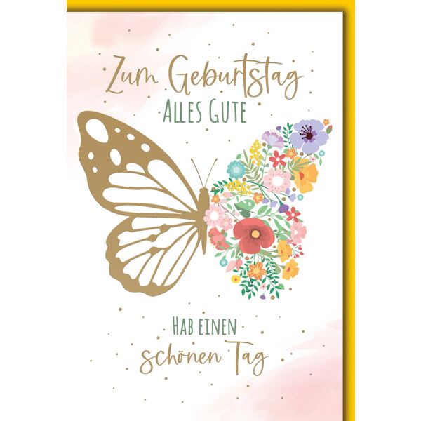 Geburtstag Schmetterling mit Blüten hab einen schönenTag Glückwunschkarte mit Umschlag