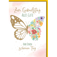 Geburtstag Schmetterling mit Blüten hab einen...