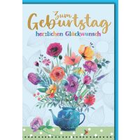 Geburtstag Blumen in Kanne herzlichen Glückwunsch...