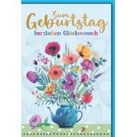 Geburtstag Blumen in Kanne herzlichen Glückwunsch...