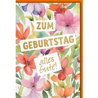 Geburtstag Blumen gemalt alles Gute Glückwunschkarte...