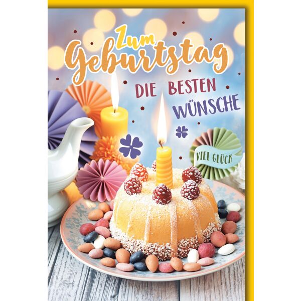 Geburtstag Küchlein Kerze besten Wünsche Glückwunschkarte mit Umschlag
