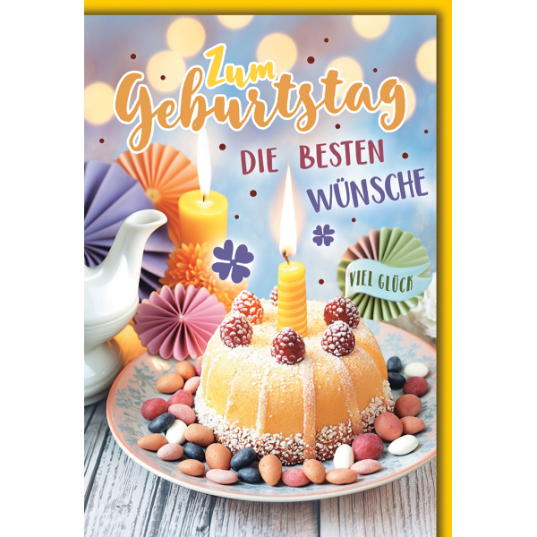 Geburtstag Küchlein Kerze besten Wünsche Glückwunschkarte mit Umschlag