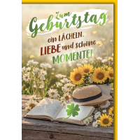 Geburtstag Sonnenblumen Hut Buch Lächeln Liebe...
