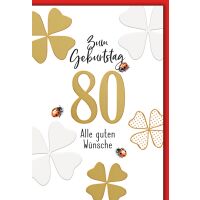 80. Geburtstag Glücksklee und Käfer alle guten...