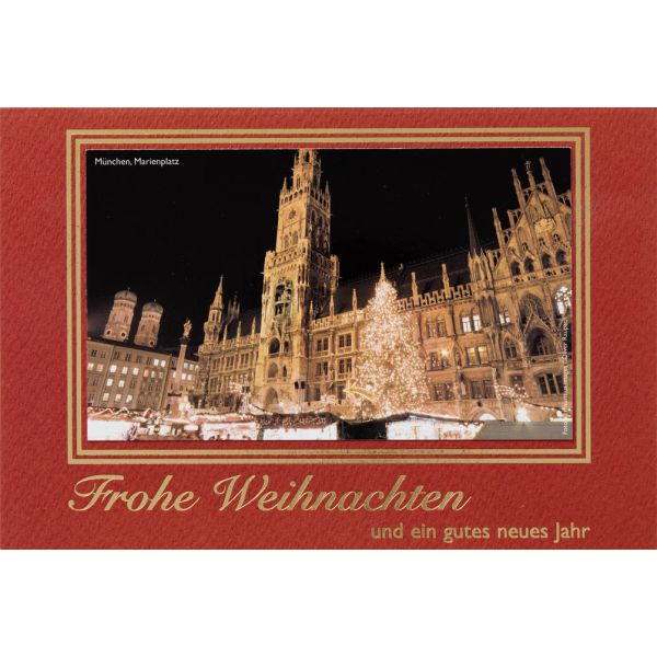 Weihnachten - Glückwunschkarte im Format 11,5 x 17 cm mit Briefumschlag - Städtekarte München