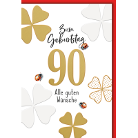 90. Geburtstag Glücksklee und Käfer alle guten...