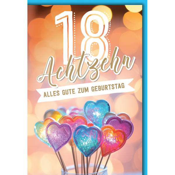 18. Geburtstag Herzstecker Volljährigkeit alles Gute Glückwunschkarte mit Umschlag