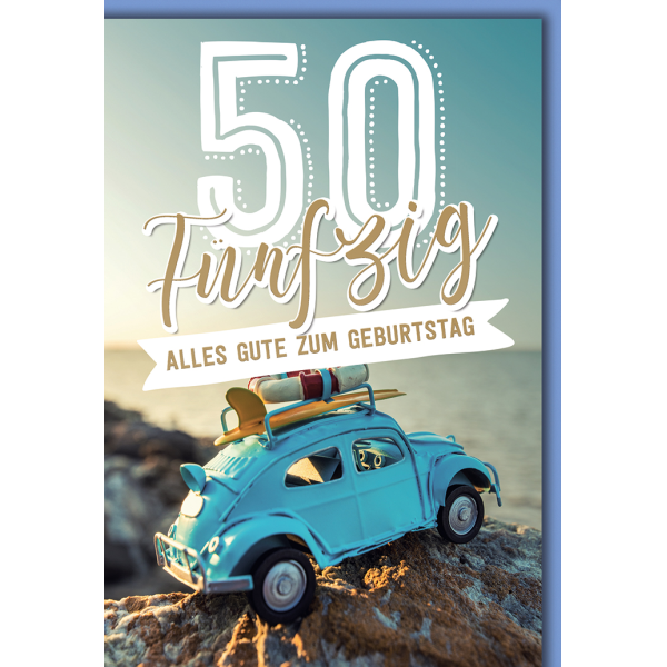 50. Geburtstag Auto am Meer alles Gute Glückwunschkarte mit Umschlag