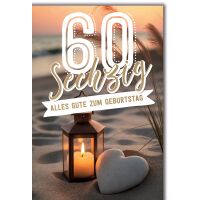 60. Geburtstag Laterne u.Herz am Strand alles Gute...