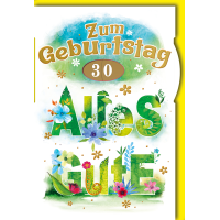 Zahlengeburtstag Drehrad Blüten auf grün...