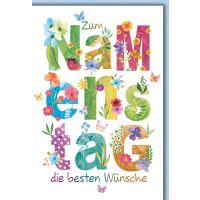 Namenstag Bunte Schrift mit Blüten besten...