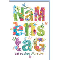 Namenstag Bunte Schrift mit Blüten besten...