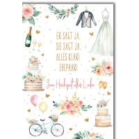 Hochzeit Hochzeitssymbole bunt Er sagt ja Sie jag ja...