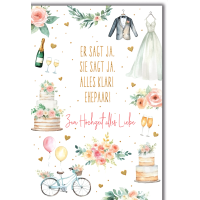 Hochzeit Hochzeitssymbole bunt Er sagt ja Sie jag ja...