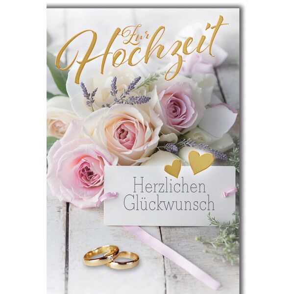 Hochzeit Ringe und Rosen herzlichen Glückwunsch Glückwunschkarte mit Umschlag