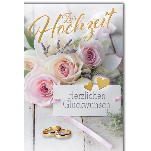 Hochzeit Ringe und Rosen herzlichen Glückwunsch Glückwunschkarte mit Umschlag